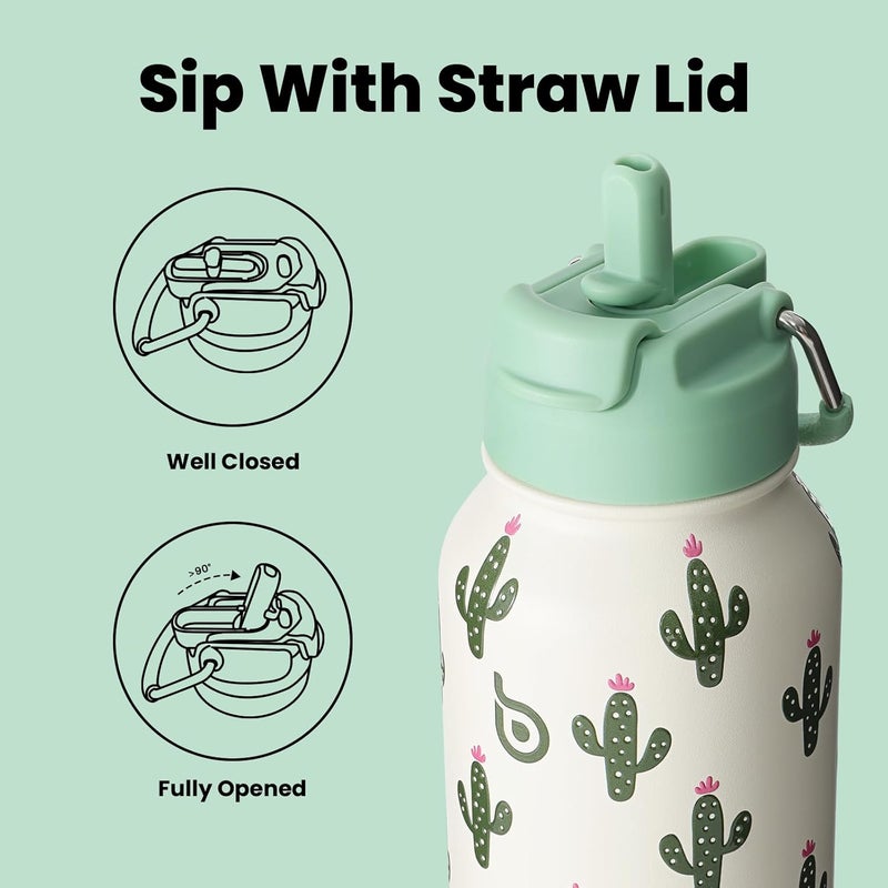 BottleBottle 32oz Insulated Water Bottle Stainless Steel Sport Water Bottle with Straw Dual-use Lid Design for Gym with Pill Box - Image 3